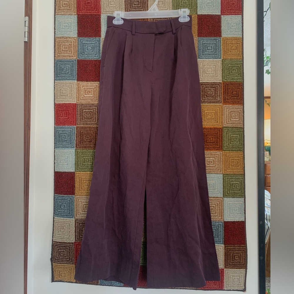 H&M Wide-Leg Trousers in Plum